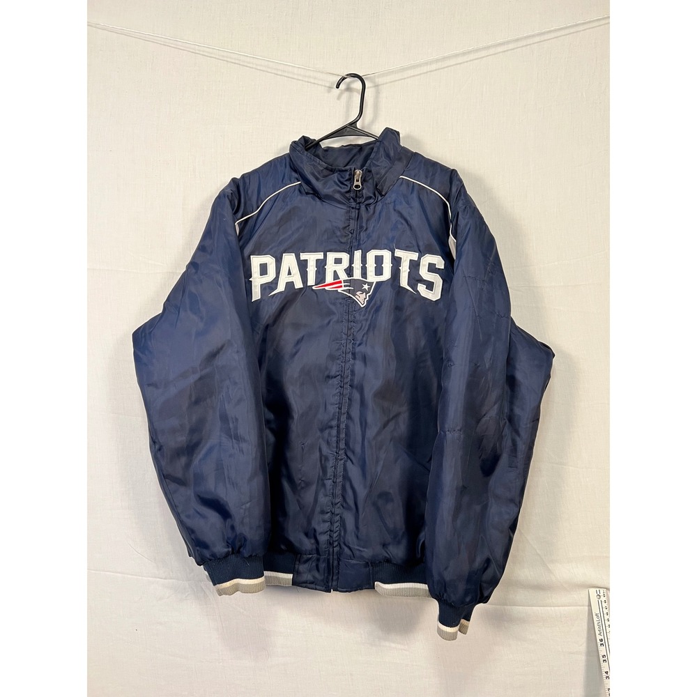 NFL New England Patriots Navy Blue Full Zip Fleece Lined Jacket Mens XL 3511